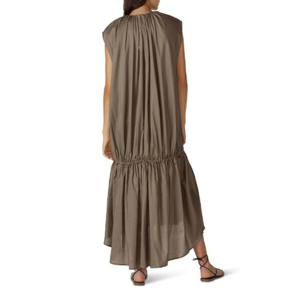 Totême Pretoria Midi Shift Dress Size Large Brown Cotton Lyocell Bohemian - Picture 2 of 14